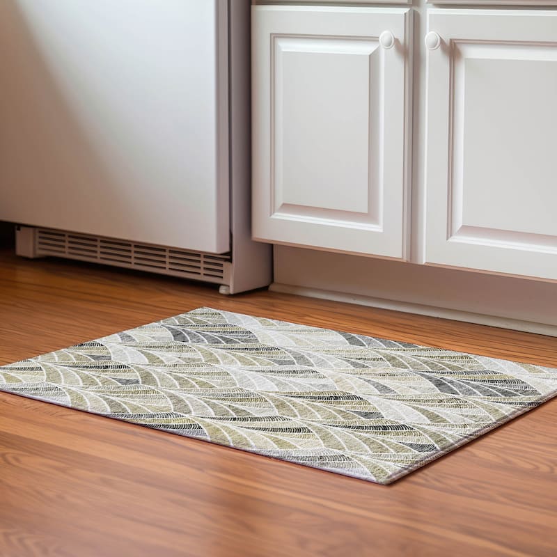 Premium Washable Super Soft Chic Mosaic Mayfield Rug - Taupe - 1' 8" x 2' 6"