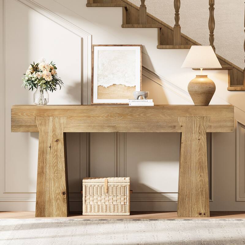 63-Inch Entryway Table, Farmhouse Console Table Behind Couch