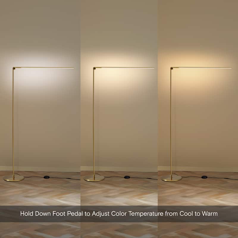 Brightech Libra 64.5 in. Antique Brass Industrial Dimmable and Color Temperature Adjustable LED Floor Lamp