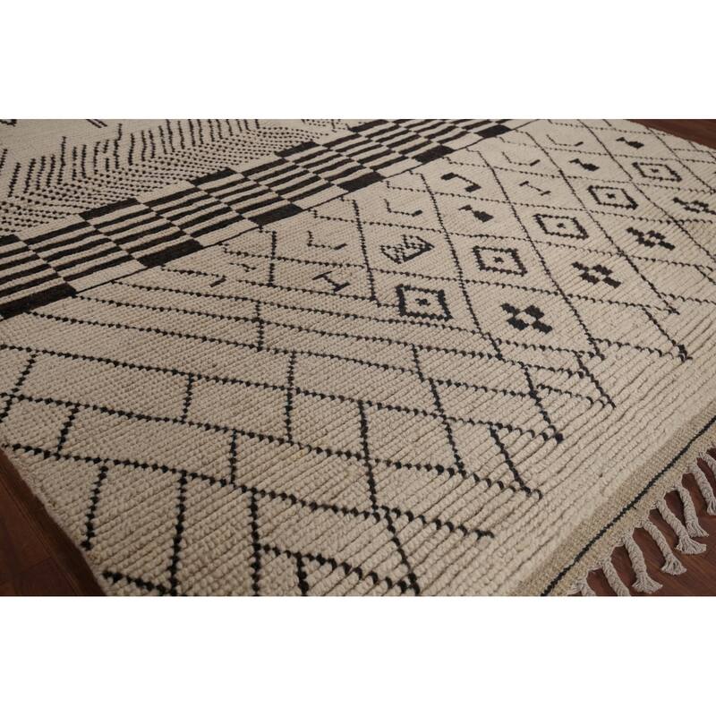 Moroccan Oriental Area Rug Handmade Tribal Wool Carpet - 6'0"x 9'7"