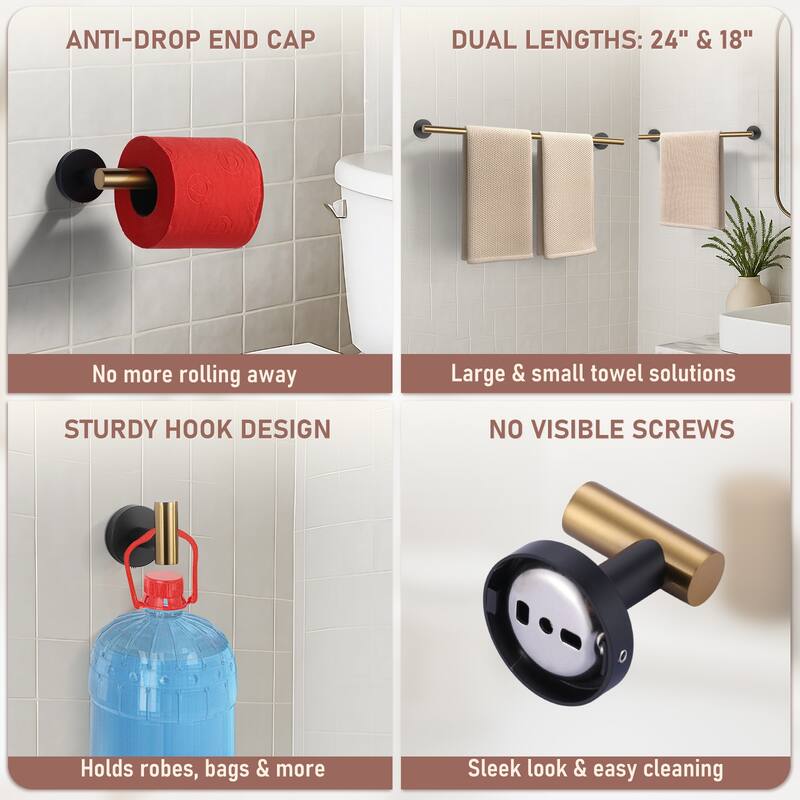 WOWOW 6-Piece Bath Hardware Set with Mounting Hardware