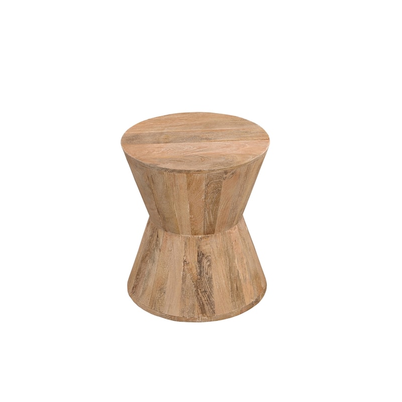 HomeRoots 18" Wood Brown And Brown Wood Solid Wood Round End Table - 16' X '18' X '16