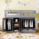 preview thumbnail 2 of 18, Gray Twin Size Solid Wood Loft Bed with Drawer and Wardrobes