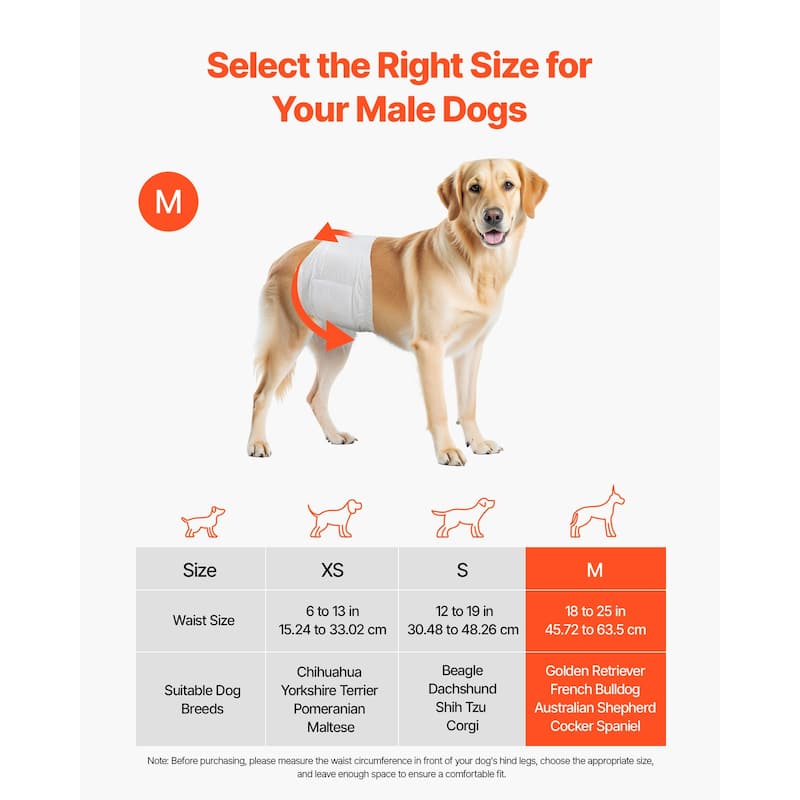 UIMOSO Disposable Male Dog Diapers, Super Absorbent Male Dog Wraps, 360 ° Leak-Proof Belly Bands with Wetness Indicator