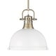 preview thumbnail 1 of 0, Yep by Golden Lighting Duncan 1-light 14in Rod Hung Pendant in Aged Brass and Matte White shade
