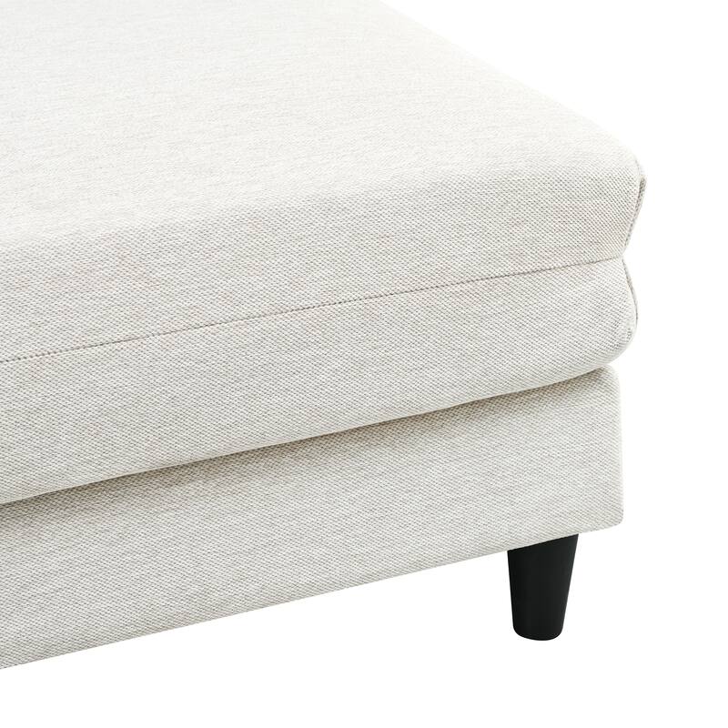 Modern Sectional Sofa with Piping Stitch Detail and Removable Ottoman and 5 pillows for Living Room or Guest Room