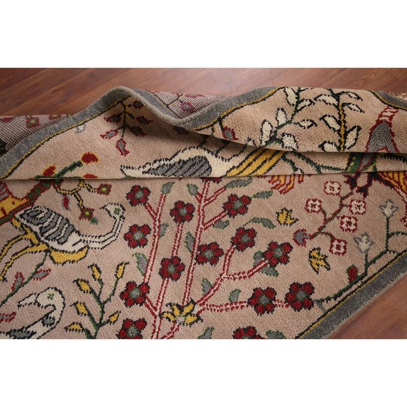 Animals Design Floral Ziegler Indian Area Rug Handmade Wool Carpet - 3'11"x 5'11"
