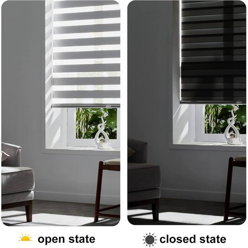Cordless Zebra Blinds for Windows Free-Stop Roller Windows Shades - 35" W X 64" H