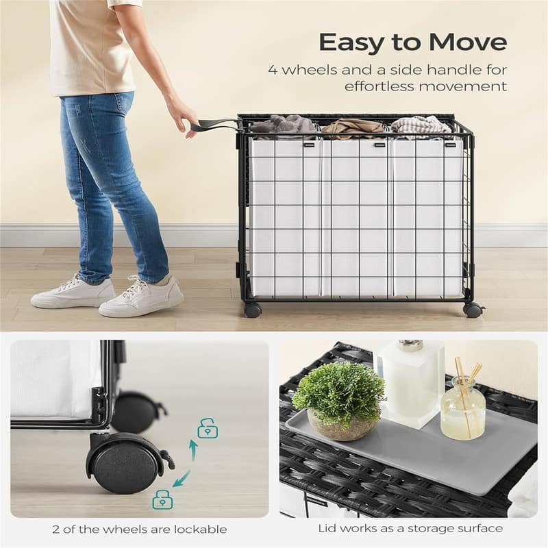 130L Laundry Basket with Lid - 26"L x 13"W x 25.6"H