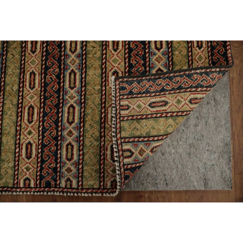 Hand Knotted Oriental 100% Wool Carpet Traditional Geometric Multi-Colored Kazak Area Rug - 5' 11'' X 3' 10''