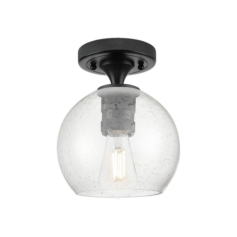 Innovations Lighting 434-1F-8-6 Crown Point Flush Mount Crown Point 6" - Matte Black / Seedy