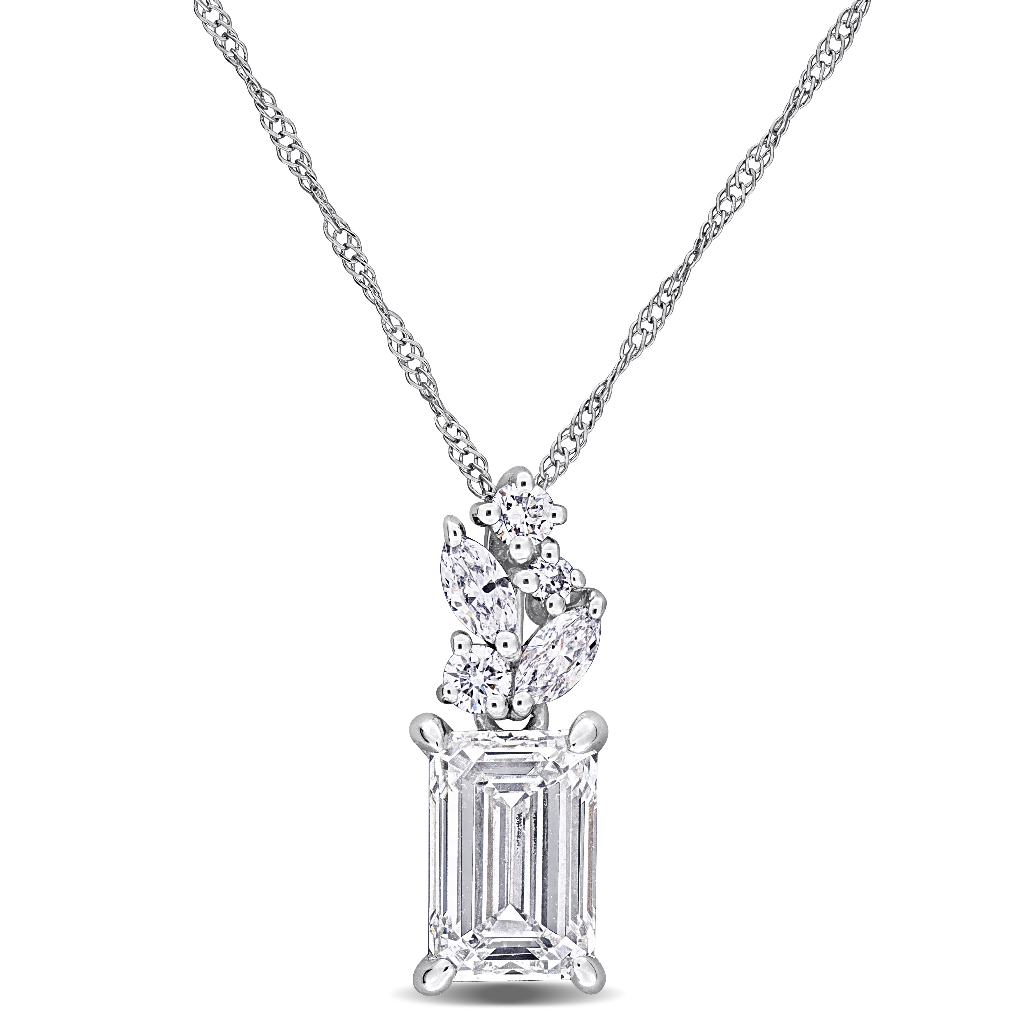 Miadora 1 3/4ct TW Lab-Grown Diamond Necklace in 14k White Gold