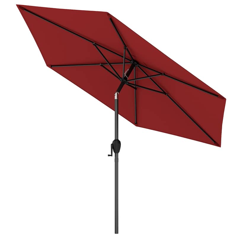 Polyester 7.5FT Patio Umbrella with Tilt, Crank and Vented Canopy - Burgundy