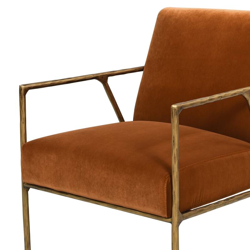 Aerin 24.5" Hammered Brass Velvet Accent Arm Chair