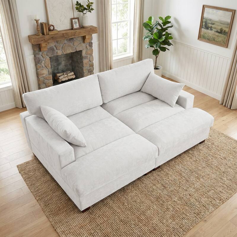 82.5"W Chenille Upholstered Sectional Modular Sofa With Chaise