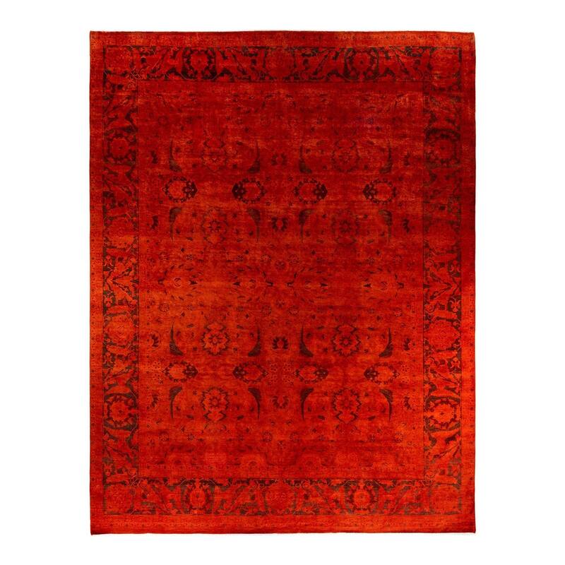 Overdyed, One-of-a-Kind Hand-Knotted Area Rug - Orange - 12' 2" x 15' 5"