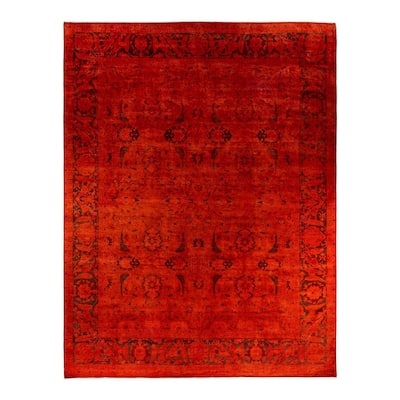 Overdyed, One-of-a-Kind Hand-Knotted Area Rug - Orange - 12' 2" x 15' 5"