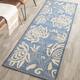 SAFAVIEH Courtyard Leatrice Indoor/ Outdoor Patio Backyard Rug - 2'3" x 14' Runner - Blue/Natural