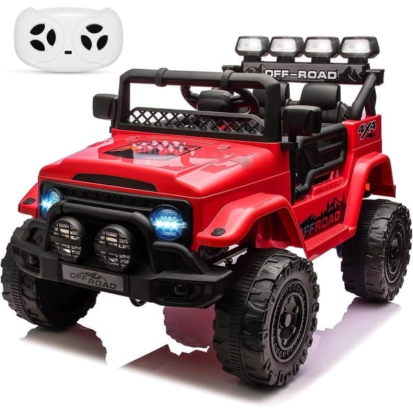 slide 2 of 40, 12V Kids Ride on Truck, Ride on Jeep Car with Remote Control Red