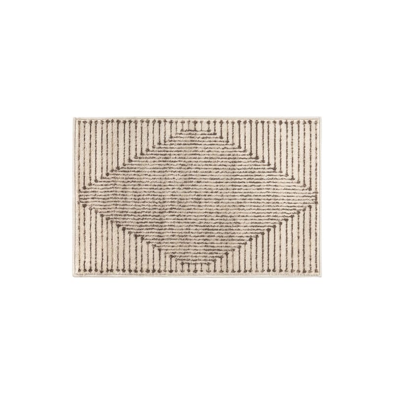 Modern Geometric Durable Area Rug, Pet Friendly for Any Room - 2' x 3' - Beige