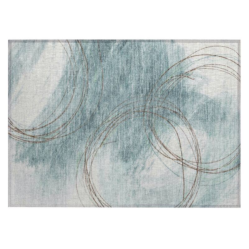 Machine Washable Indoor/ Outdoor Abstract Modern Chantille Rug