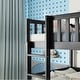 preview thumbnail 15 of 14, Twin Size Triple Rubber Wood Bunk Bed with Ladders, Guardrails Detachable Bunk Bed, Twin over Twin over Twin