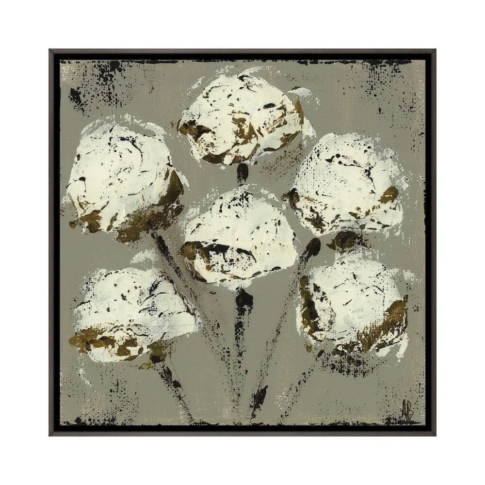 iCanvas "Grey Cotton Stems" by Ashley Bradley Framed