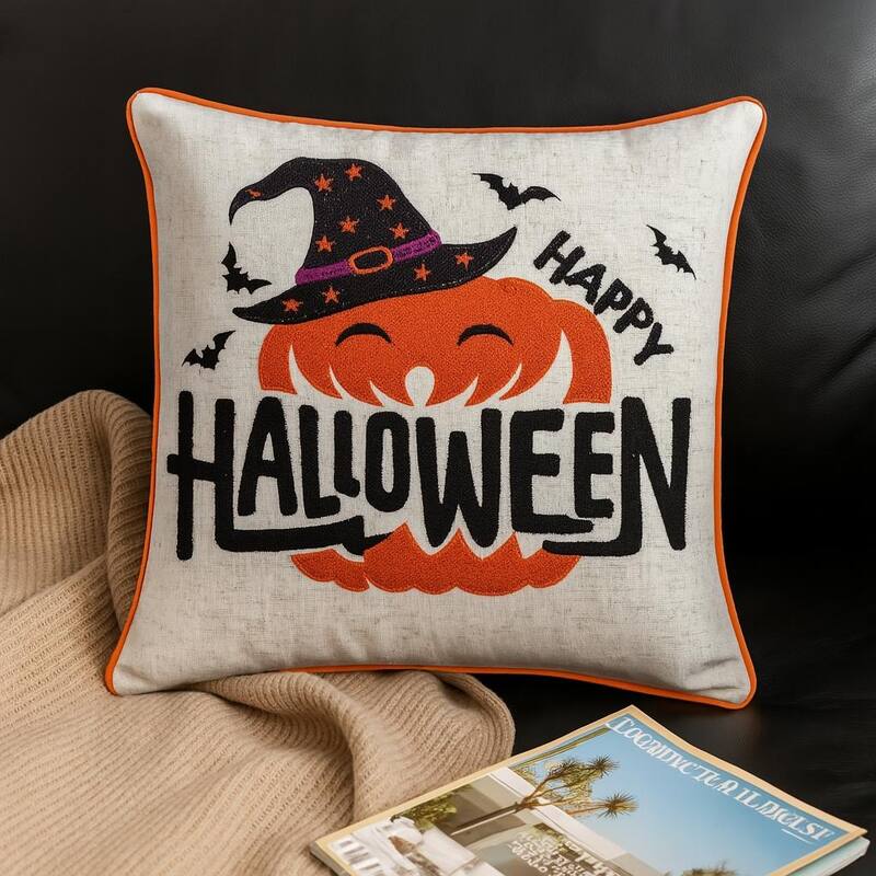 Happy Halloween Pumpkin Witch Throw Pillow