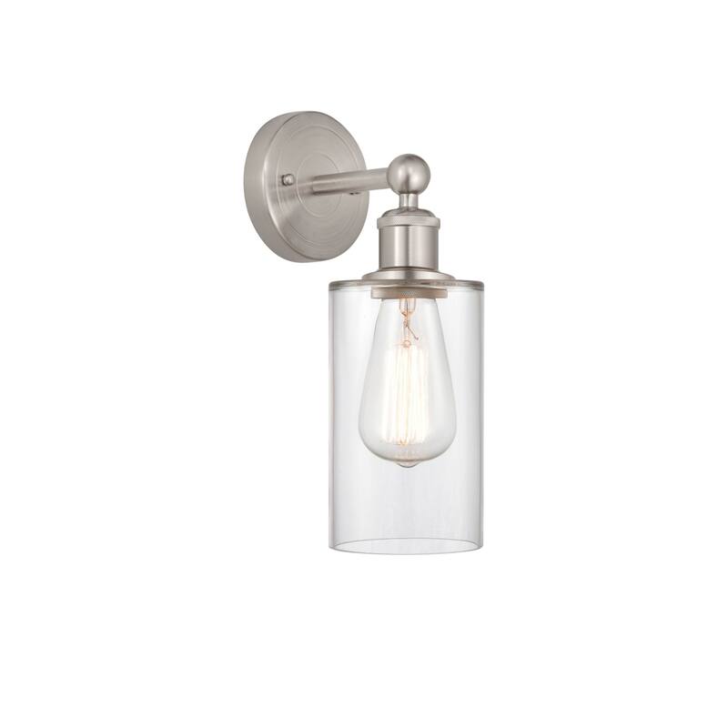 Innovations Lighting 616-1W-11-4 Clymer Sconce Clymer 11" Tall Wall - Brushed Satin Nickel / Clear