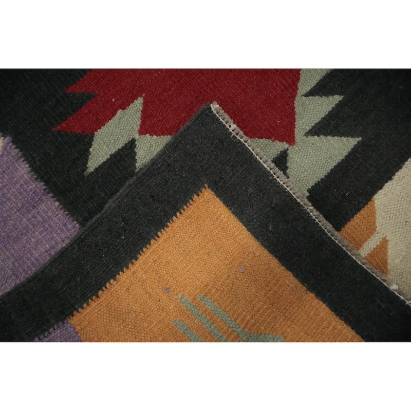 Hand Woven Oriental 100% Wool Carpet Southwestern Tribal Black Kilim Area Rug - 15' 5'' X 12' 2''