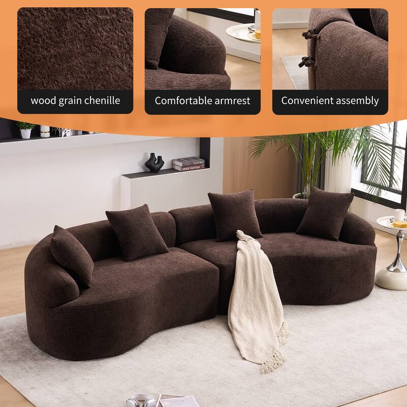 110" Foam Classic 4-Seater Sofa with 4 Pillows for Apartment