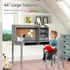 preview thumbnail 18 of 26, Kids Desk and Chair Set Study Writing Desk with Hutch and Bookshelves - 44" x 24" x 43.5" (L x W x H)