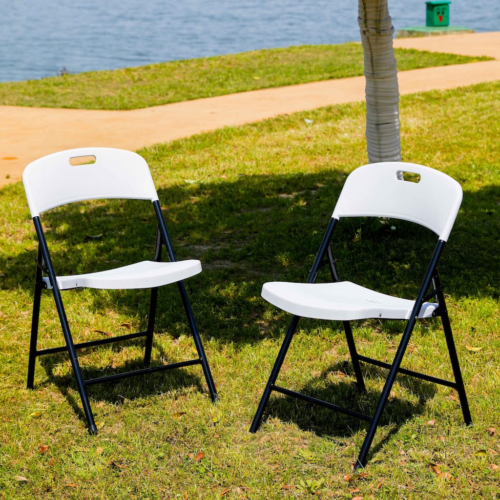 4 Pack Portable Plastic Folding Chairs-White