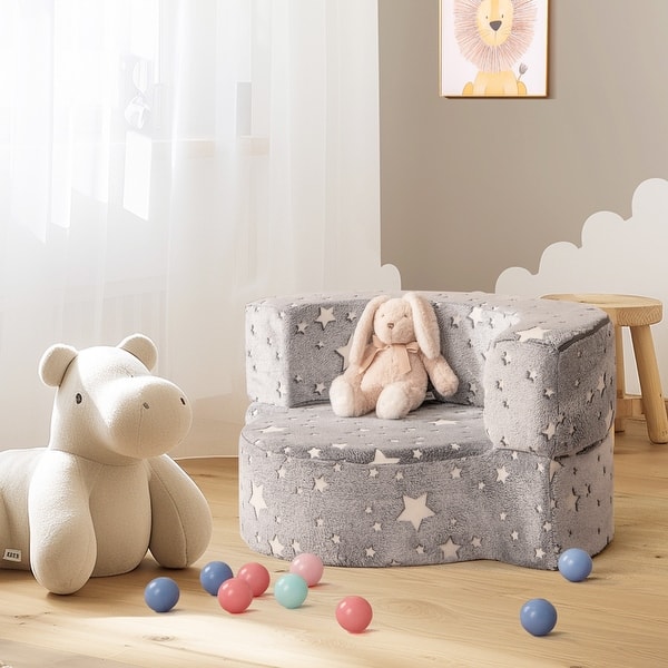 slide 2 of 9, 2-in-1 Glow in the Dark Toddler Couch and Kids Chair for Playroom - 32" x 25" x 16"