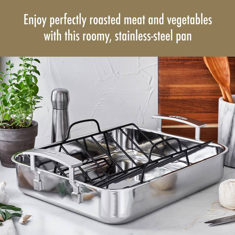 Demeyere Industry 5-Ply Stainless Steel 15.7 X 13.3-inch Roasting Pan - 15.7" x 13.3"