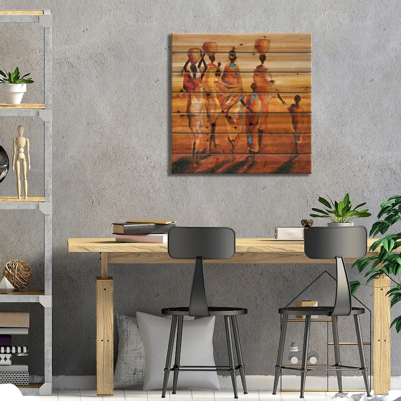 Mères et Enfants Print On Wood by Jaques Beaumont - Multi-Color