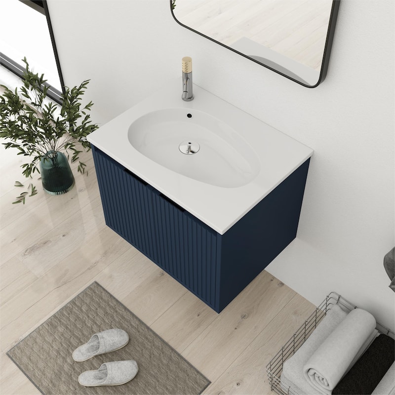 Bathroom Vanity With Sink In 24/36 Inch, Floating Bathroom Vanity With Soft Close Door