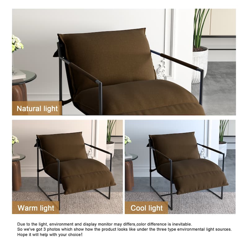 Fabric Armchair Metal Framed Sling Accent Chair
