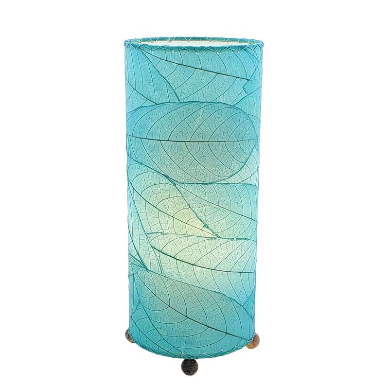 Eangee Handmade Cocoa Leaf Cylinder Table Lamp, Cocoa Leaves Shade, 7 x 7 x 17 in.