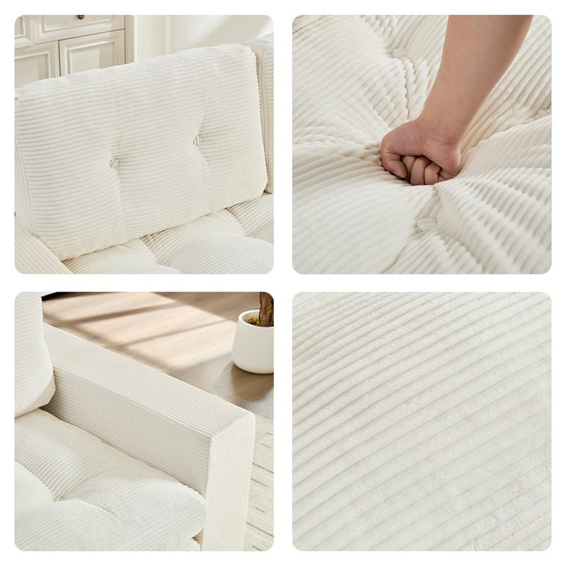 Mixoy 71'' 2-in-1 Convertible Futon Loveseat Sofa Bed,Corded Fabric Foldable Tufted Buttons 2-Seater Sleeper Sofa