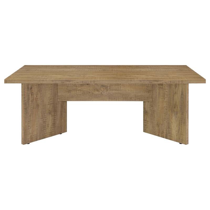 Lama Dining Table, 84 Inch Rectangular Top, V Shape Pedestal Base, Brown