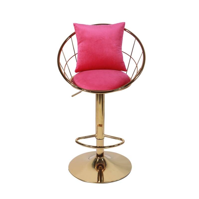 Velvet Bar Chair, 360 Degree Rotation Adjustable Counter Chair Set of 2