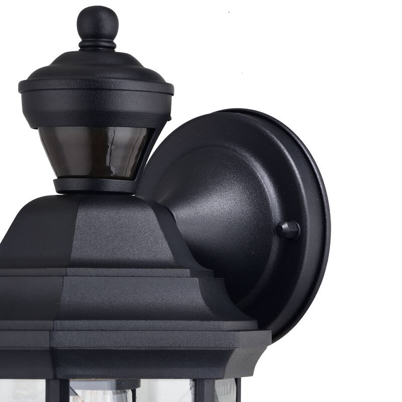 Auburn Aluminum 6.25-in. W 1 Light Motion Sensor Dusk to Dawn Outdoor Wall Lantern Clear Glass