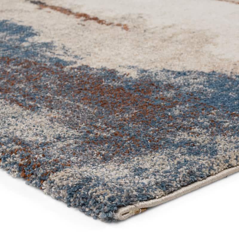 Evander Abstract Tan/ Blue Area Rug