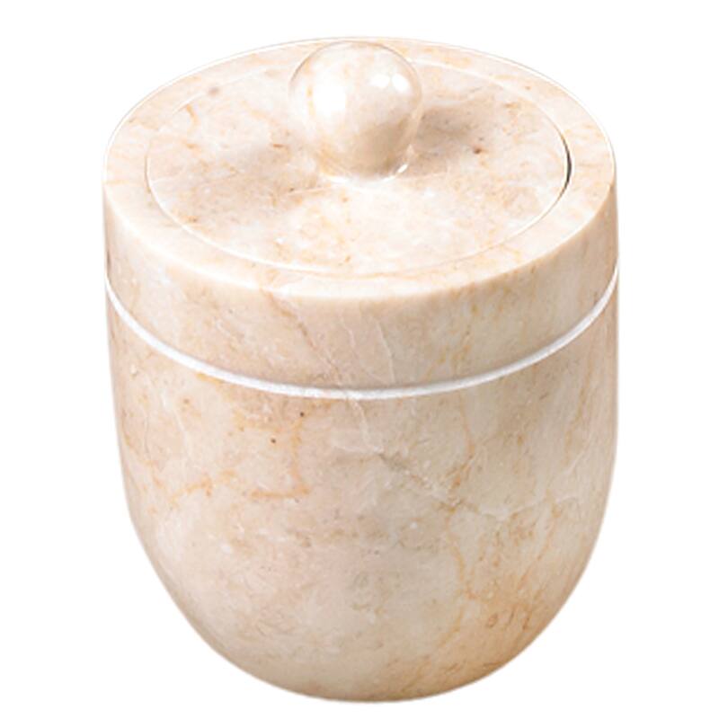 Creative Home Notch Collection Champagne Marble Cotton Ball Swab Holder, Bathroom Storage Jar - Beige - Beige