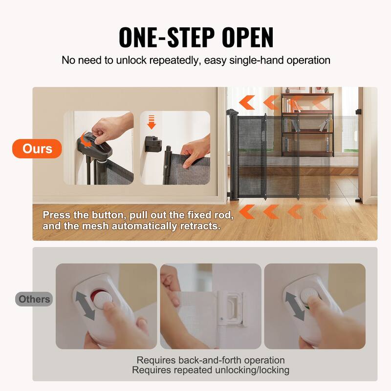 Mesh Foldable Wide Retractable Baby Gate Suitable for Playrooms Kitchens Or Hallways