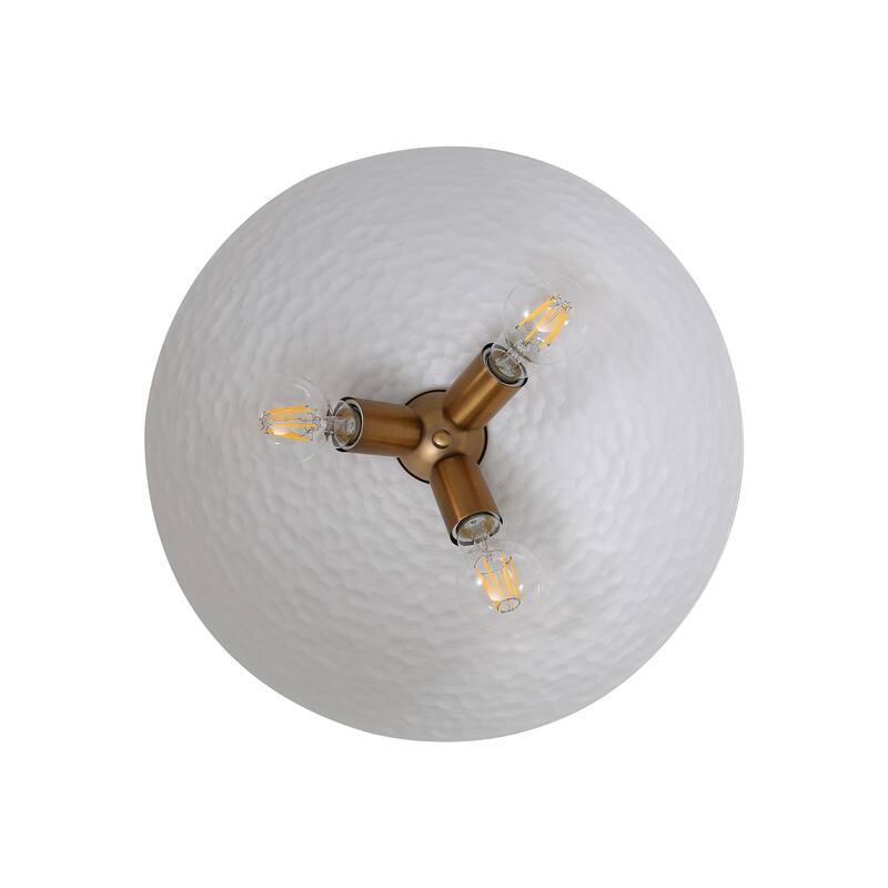 Golden Lighting Shepard 3-light Flush Mount in Modern Brass and Matte White shade