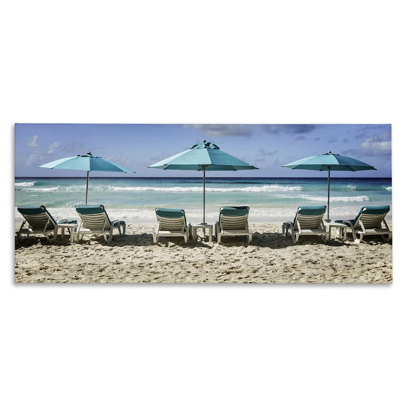 Stupell Lined Up Beach Chairs Canvas Wall Art Design By Mary Lou Johnson - 40 x 17