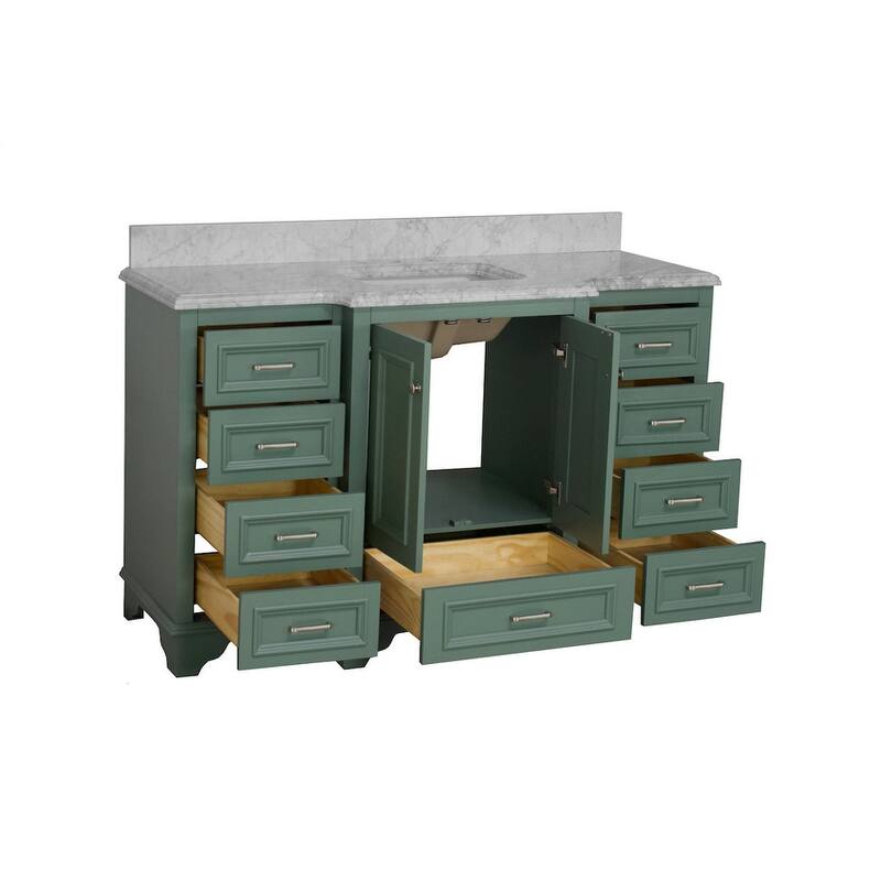 KitchenBathCollection Nantucket 60" Single Bathroom Vanity with Carrara Marble Top