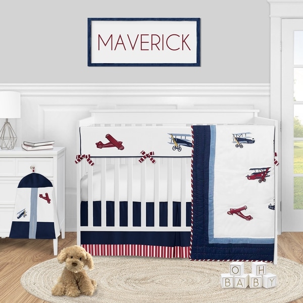 vintage plane crib bedding